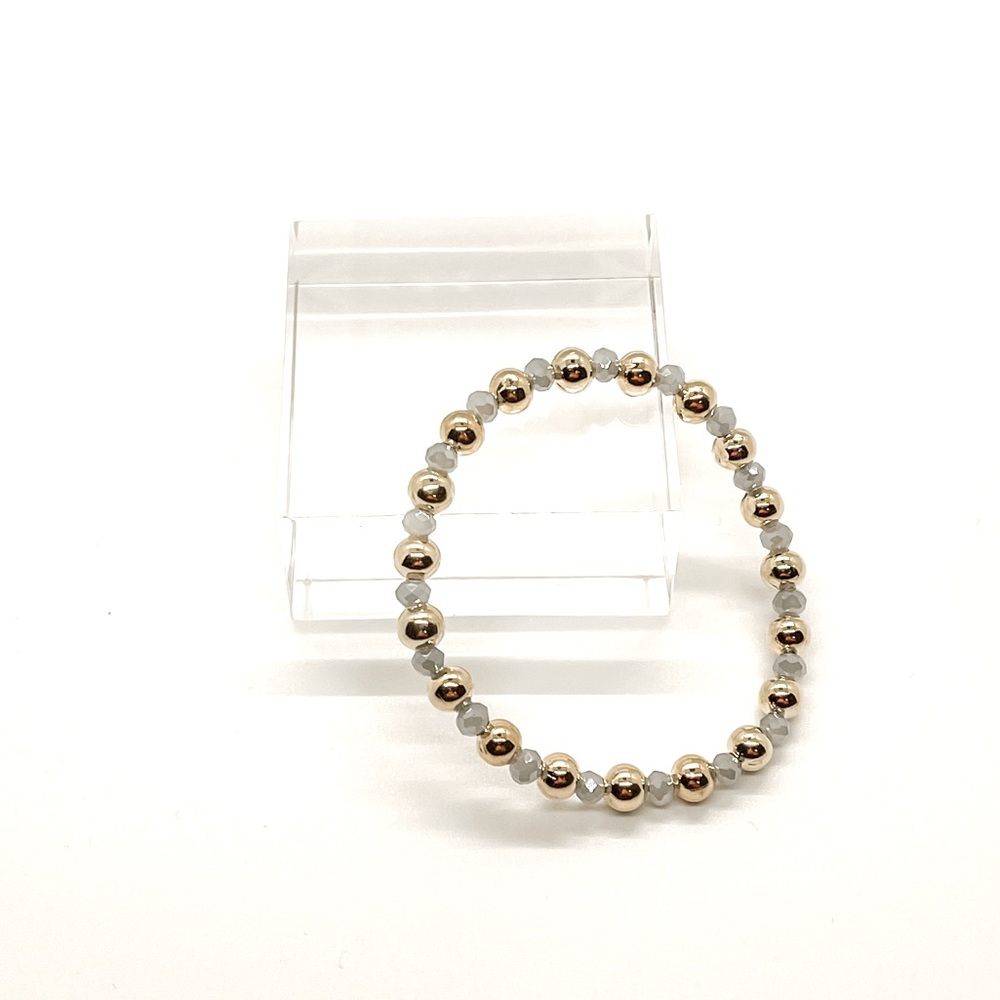 Handmade Gold and Blue Beaded Bracelet